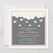 雲とハートのベビーシャワーガール招待状 招待状 (裏面)