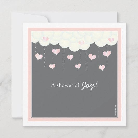 雲とハートのベビーシャワーガール招待状 招待状 (正面)