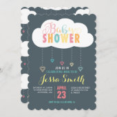 雲とハートベビーシャワー招待状 招待状 (正面/裏面)