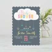 雲とハートベビーシャワー招待状 招待状 (スタンド正面)