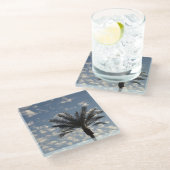 雲とパームツリーのガラスコースター ガラスコースター (アングル)
