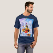 雲とワッフルにラクダに乗るハムスター Tシャツ (正面フル)