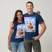 雲とワッフルにラクダに乗るハムスター Tシャツ (ユニセックス)