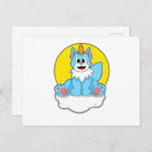 雲と太陽の上のユニコーンとしての猫 ポストカード (正面/裏面)