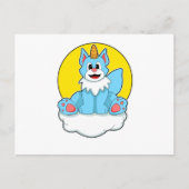 雲と太陽の上のユニコーンとしての猫 ポストカード (正面)