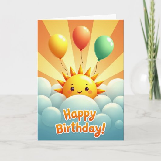 雲と太陽の誕生日カード カード (正面)