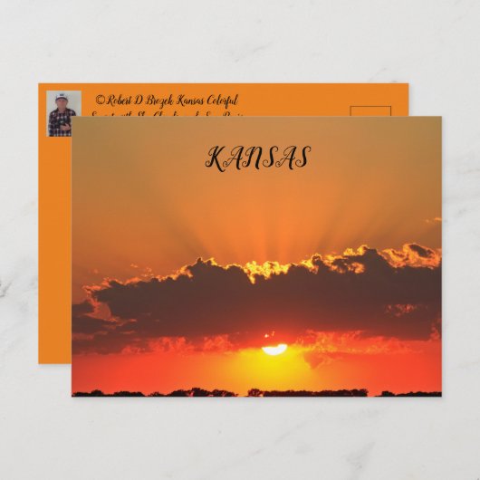 雲と太陽光線のポストカードとカンザスサンセット。 ポストカード (正面/裏面)