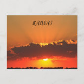 雲と太陽光線のポストカードとカンザスサンセット。 ポストカード (正面)