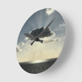 雲と太陽 ラウンド壁時計 (傾斜)