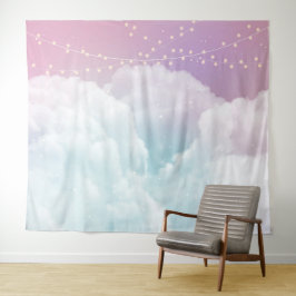 雲と妖精のライトウォーターカラーパステル絵を描テル タペストリー