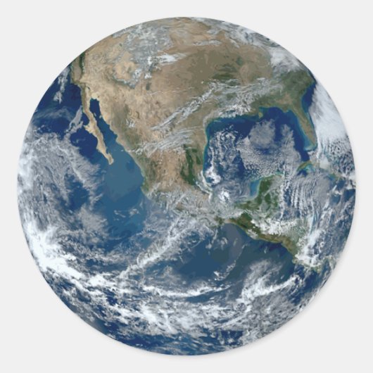 雲と宇宙から来た惑星・地球 ラウンドシール (正面)