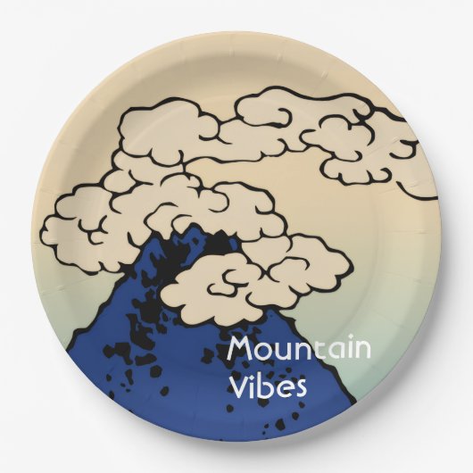 雲と富士山+お名前入り ペーパープレート (正面)