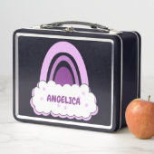 雲と星で囲まれたボーホレインボー金物ランチボックス メタルランチボックス (インサイチュ)