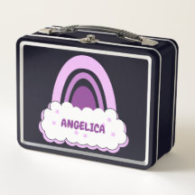 雲と星で囲まれたボーホレインボー金物ランチボックス