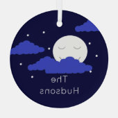 雲と星に囲まれた満月 ガラスオーナメント (裏面)