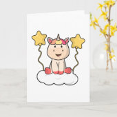 雲と星のユニコーン カード (黄色い花)