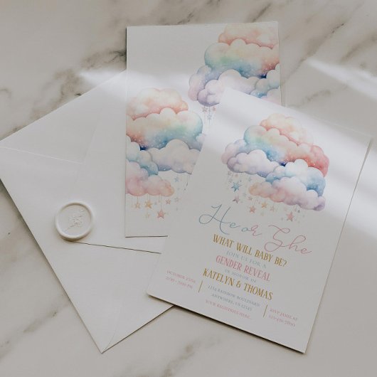雲と星の性別発表招待状 招待状
