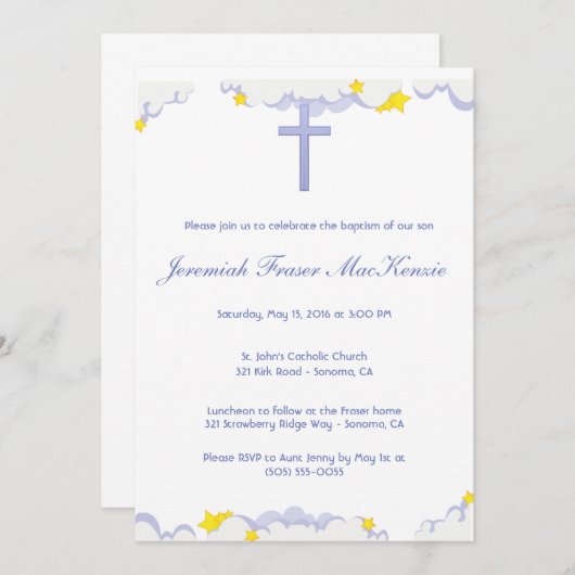 雲と星の洗礼 招待状 (正面/裏面)