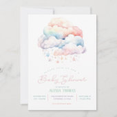 雲と星の赤男女兼用ちゃんシャワー 招待状 (正面)