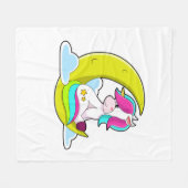 雲と月のあるユニコーン フリースブランケット (正面(横))