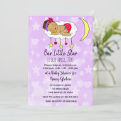 雲と月のかわいい赤ちゃんのベビーシャワー(多様な肌と髪の色の赤ちゃん) 招待状 (スタンド正面)