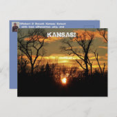 雲と木でカンザスサンセットのポストカード。 ポストカード (正面/裏面)
