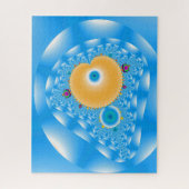 雲と桃のある青い空 ジグソーパズル (縦)