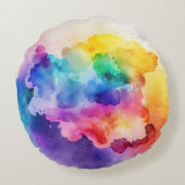 雲と水の色レインボーカラー装飾用クッション ラウンドクッション (裏面)