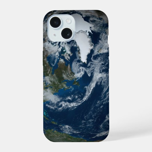 雲と海氷に覆われた地球2 iPhone 15ケース (裏面)