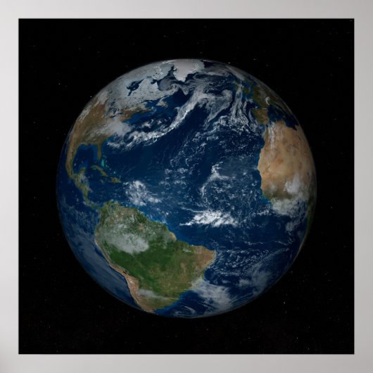 雲と海氷を持つ地球 ポスター (正面)