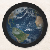 雲と海氷を持つ地球 ラウンドペーパーコースター (正面)