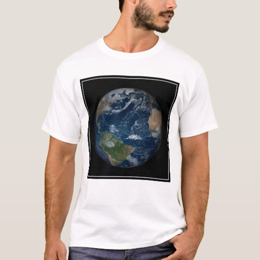 雲と海氷を持つ地球 Tシャツ (正面)