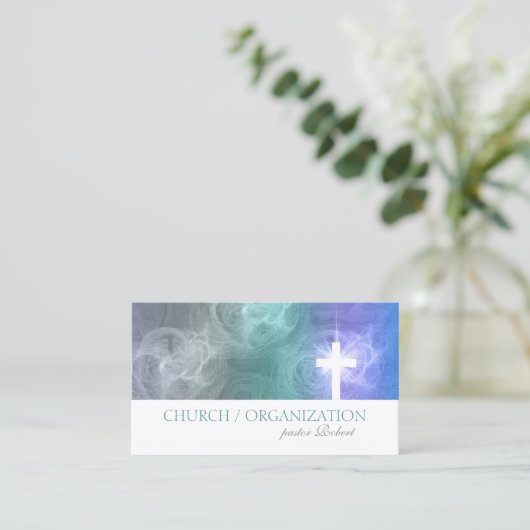 雲と空の光が十字宗教の名刺 名刺 (スタンド正面)