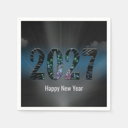 雲と花火の新年2027 スタンダードカクテルナプキン (正面)