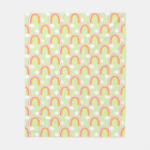 雲と虹のライトグリーン フリースブランケット (正面)