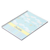 雲と蝶パステルパーソナライズされた ノートブック (左側)