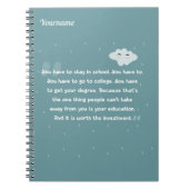 雲と雨粒が付いたかわいいカラー引用文 ノートブック (正面)