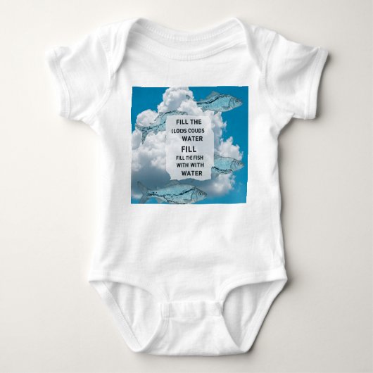 雲と魚の合計 ベビーボディスーツ (正面)
