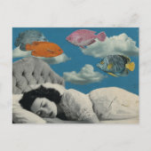 雲と魚の海で眠る女性 ポストカード (正面)