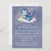 雲にお洒落包まれた青い龍の男の子の赤ちゃんシャワー 招待状 (正面)