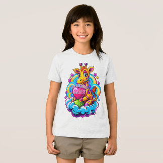 雲にハートの枕を隠すかわいいキリン トライブレンドTシャツ