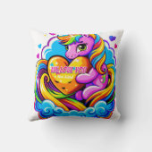 雲にハートの枕を隠すかわいいユニコーン クッション (裏面)