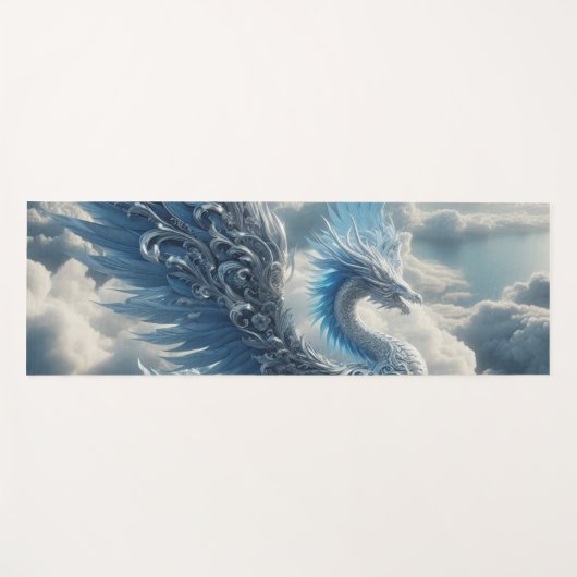 雲に包まれたドラゴンの驚異的な姿 ヨガマット (正面(横))