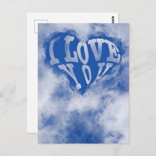 雲に囲まれた青空ハート。私はあなたを愛している ポストカード (正面/裏面)