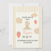 雲に座るかわいいテディベア 招待状 (正面)