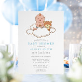 雲に座る赤ちゃん男の子がキュートなベビーシャワー 招待状