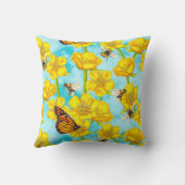 雲に浮かぶバターカップ、ハチ、蝶 クッション (裏面)