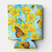 雲に浮かぶバターカップ、ハチ、蝶 缶クーラー (裏面)