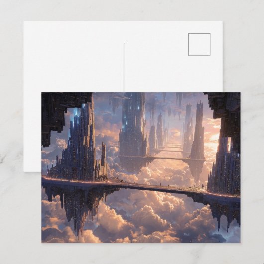 雲に浮かぶ大都市 ポストカード (正面/裏面)