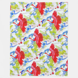 雲に浮かぶ威厳のある水色の白鳥の羽が広がる  フリースブランケット